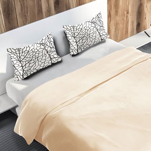 TSENQUE Leaves Geometric Satin Pillow Case Cooling Bed Decor