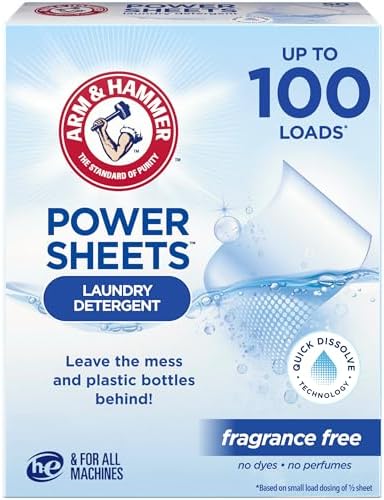 ARM HAMMER Power Sheets Fragrance Free Laundry Detergent 50 Count