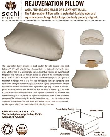 Sachi Organics Rejuvenation Pillow with Organic Buckwheat and Wool