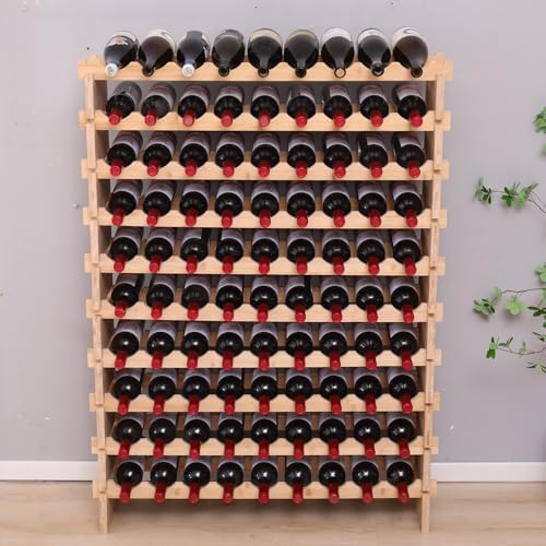 FDHUIJIA 90 Bottle Bamboo Wine Rack Cabinet