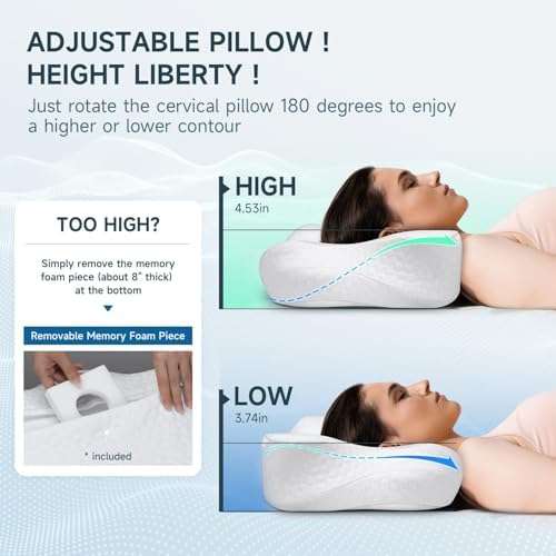 Zibroges Memory Foam Cervical Pillow for All Sleep Positions