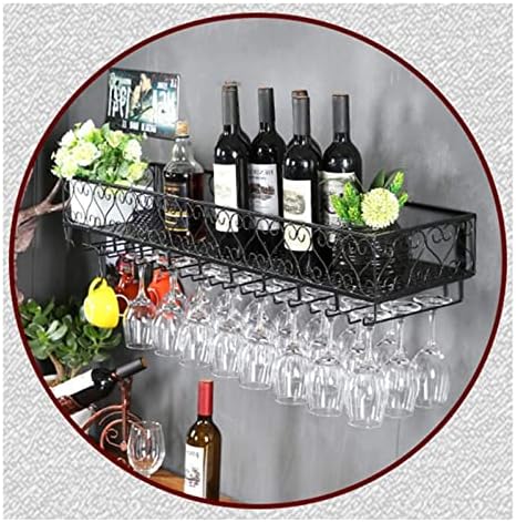 ALDEPO Wall-Mounted Wine Rack with Glass Holder Black Organizer