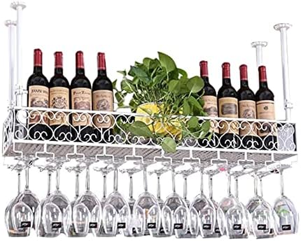 Suuim White Wine Rack Ceiling Hanging Storage
