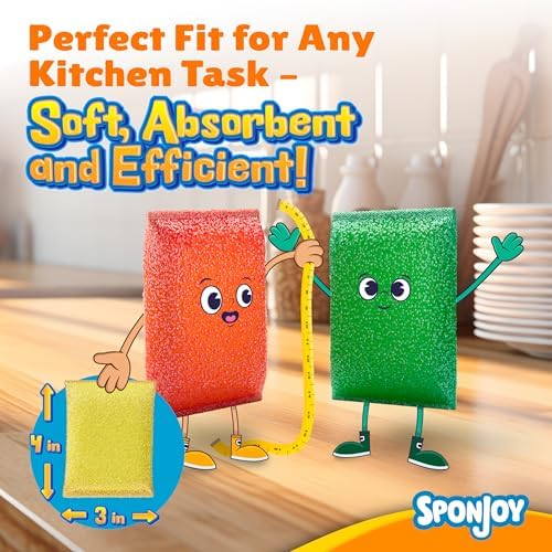 SPONJOY 6-Pack Colorful Dish Sponges