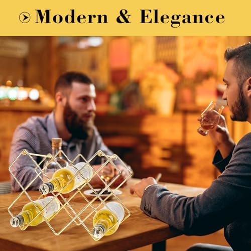 Modern Gold Metal Wine Rack 10 Bottles