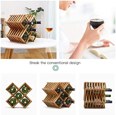 ALDEPO Freestanding Wine Rack 8 Bottles Rustic Wooden Storage Display