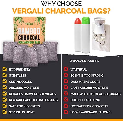 Vergali Activated Charcoal Odor Absorber Bags 10 Pack