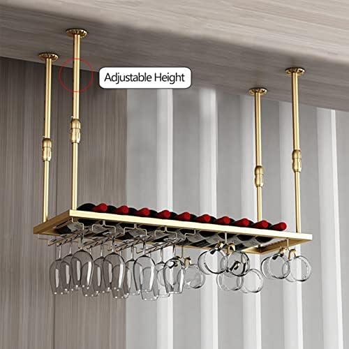 Suuim Ceiling Wine Rack Adjustable Height and Width Gold
