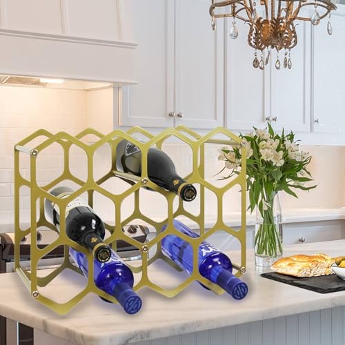 AT-VALY 14 Bottle Countertop Wine Rack Gold