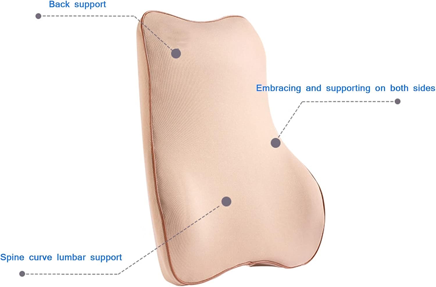 Car Lumbar Support Pillow Memory Foam Office Backrest Cushion 46x40x12cm Gray