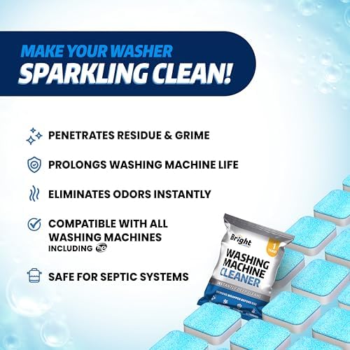 Bright Choice Washing Machine Cleaner Tablets - 24 Pack Universal Cleaner for HE Standard Machines