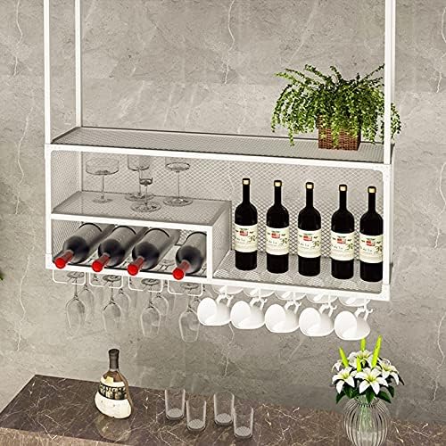 Hanging Wine Glass Rack - Industrial Style 2-Tier Wall Mounted Storage Shelf