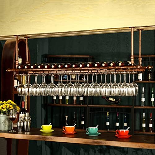 Metal Wine Racks with Adjustable Stemware Holder for Home Bar