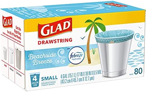 Glad Small Trash Bags 4 Gallon Febreze Beachside Breeze 80 Count