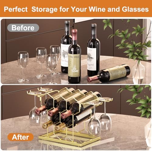 Modern Black Metal 8 Bottle Countertop Wine Rack
