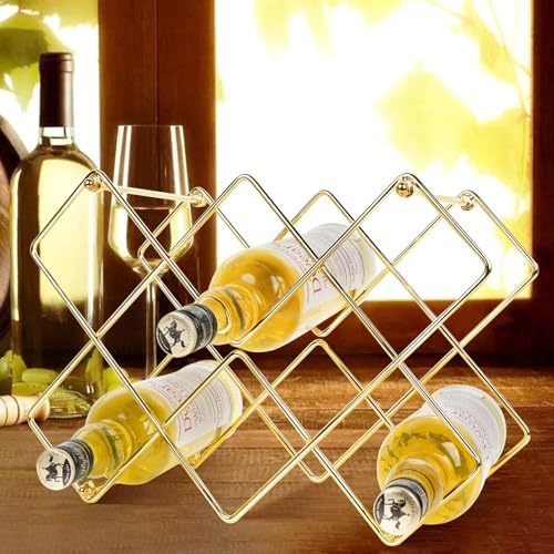Modern Gold Metal Wine Rack 10 Bottles