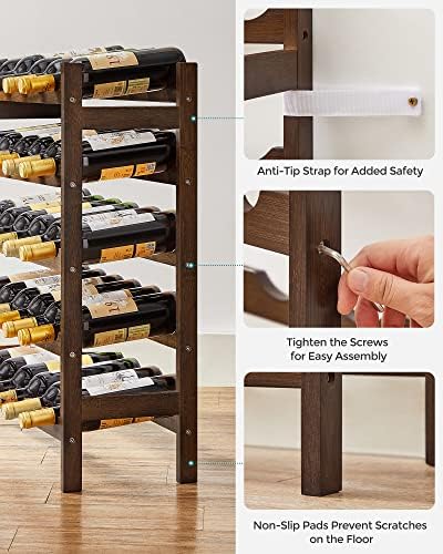 SONGMICS 30-Bottle Bamboo Wine Rack 5-Tier Freestanding Display Stand