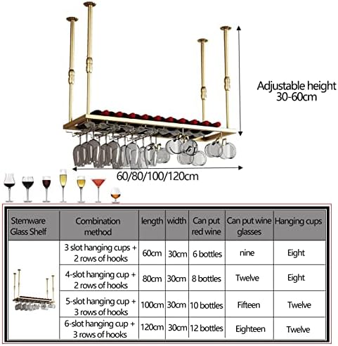 Suuim Ceiling Wine Rack Adjustable Height and Width Gold