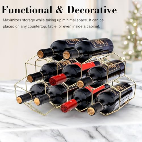 Handisen Gold Wire Wine Rack for Small Spaces