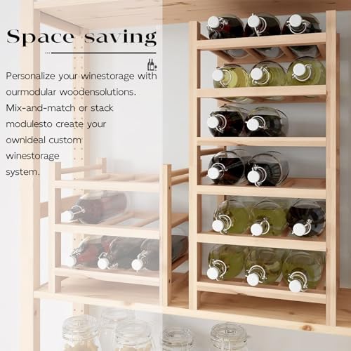 Haihomebest Solid Wood Wine Rack 9-Bottle 3-Tier