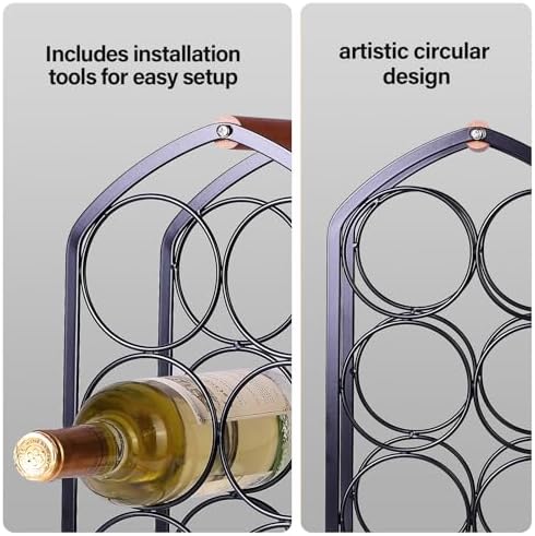 Drincarier 6 Bottle Countertop Wine Rack - Modern Black Metal 3 Tier Stand 1