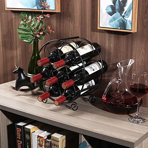 PAG 7 Bottles Freestanding Wine Rack Black