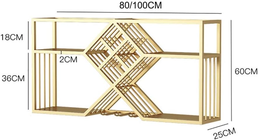 Wall-Mounted Wine Rack Gold Wrought Iron Storage Holder