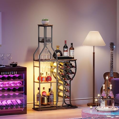HavenlyYouth 5-Tier Freestanding Wine Cabinet with RGB Lighting 1