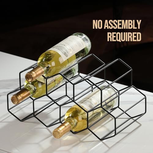 Drincarier 9 Bottle Countertop Wine Rack - Modern Black Metal 2 Tier