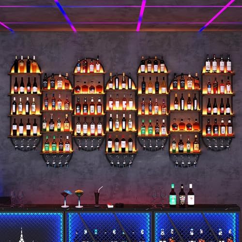RAJYQODIS Wall Mounted Wine Rack 3-Tier Black Industrial Style