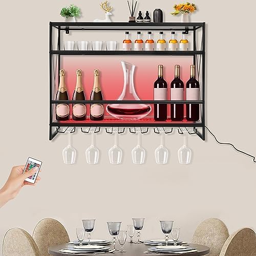 Gagalayong Wall Mounted Wine Rack with LED Light