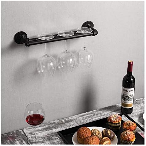 BOCbco Wall Mounted Wine Rack for 3 Glasses Rustic Metal
