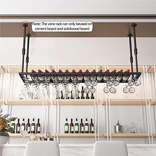 Adjustable Ceiling Wine Bottle Holder with Glass Rack