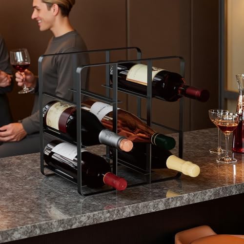 Buruis 9-Bottle Metal Wine Rack Black Freestanding 1
