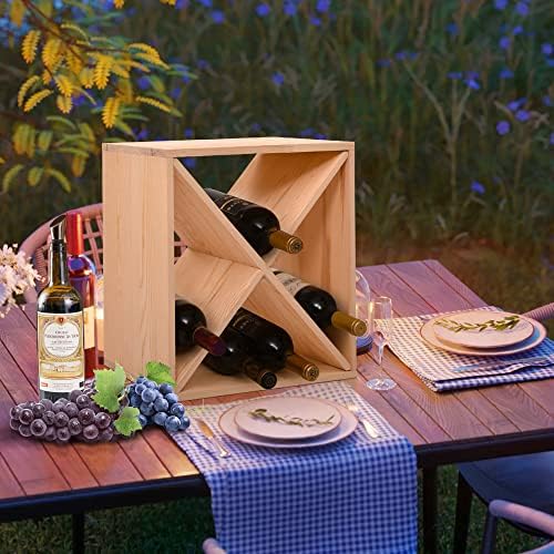 JAXPETY 24 Bottle Wood Wine Rack Holder Cube Storage 1