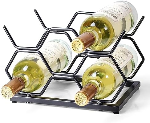 Drincarier 5 Bottle Tabletop Wine Rack - Modern Gold Metal Design