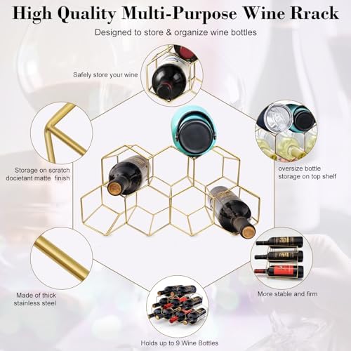 Handisen Gold Wire Wine Rack for Small Spaces
