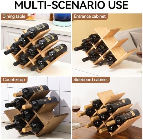 KIRIGEN 3-Tier Wooden Wine Rack for 8 Bottles 1