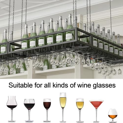 Ceiling Wine Glass Rack with Adjustable Height and Durable Metal