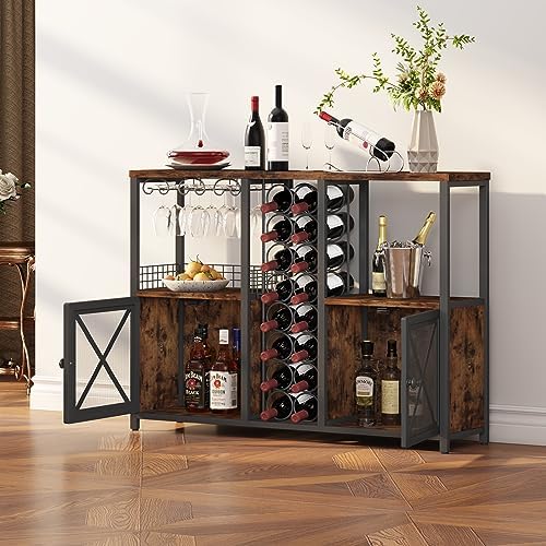 Homeiju Mini Bars Wooden Coffee Cabinet Modern