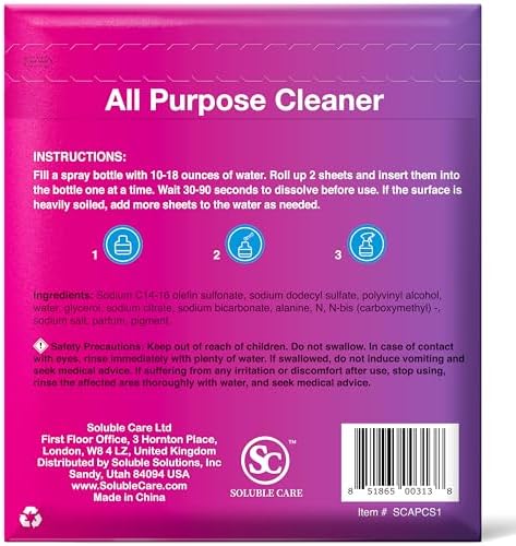 Soluble Care All Purpose Lemon Scent Cleaning Sheets 10-Pack 1