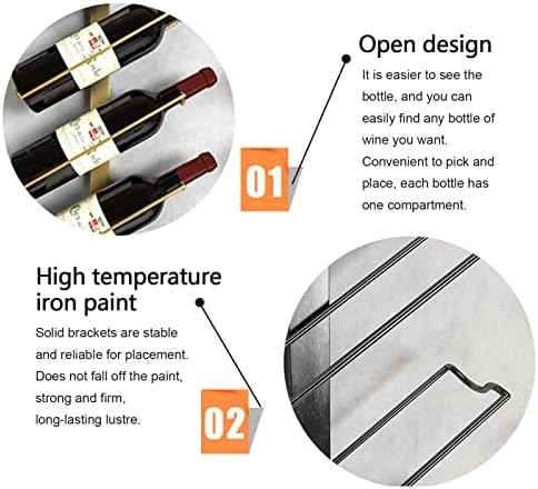 Wall-Mounted Wine Rack with 5 Sizes and Iron Construction