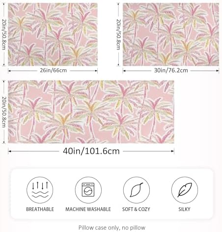 Tropical Palm Pink Leaf Satin Pillow Case