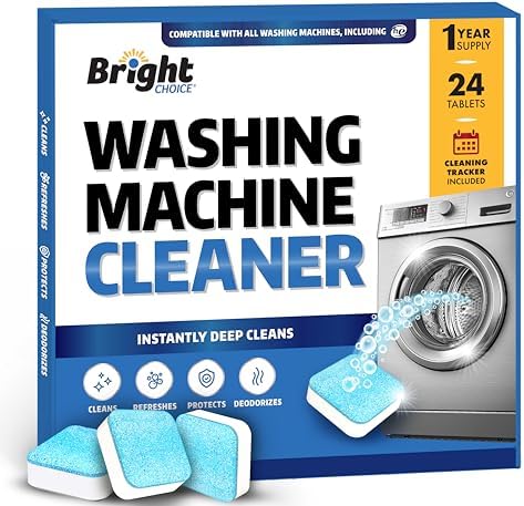 Bright Choice Washing Machine Cleaner Tablets - 24 Pack Universal Cleaner for HE Standard Machines