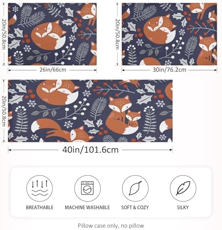 TSENQUE Cute Fox Leaves Berry Satin Pillow Case