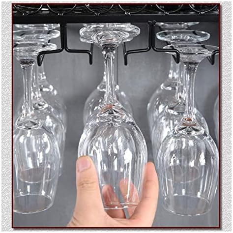 ALDEPO Wall-Mounted Wine Rack with Glass Holder Black Organizer
