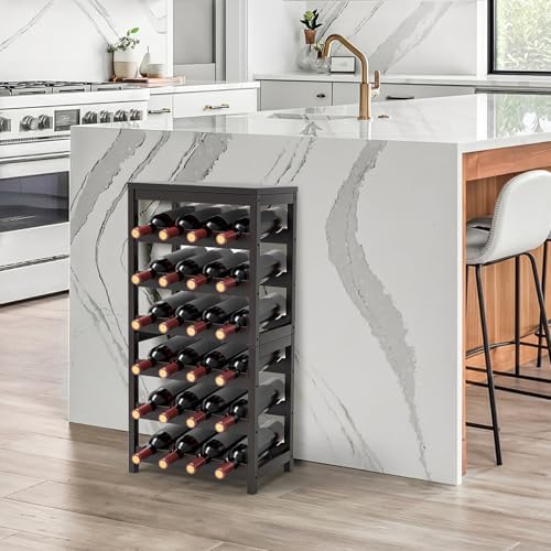 24 Bottle Wine Rack Dark Brown Bamboo