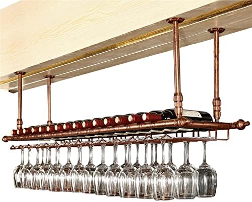 Suuim Ceiling Wine Rack with Adjustable Stemware Holder for Kitchen Bar Restaurant
