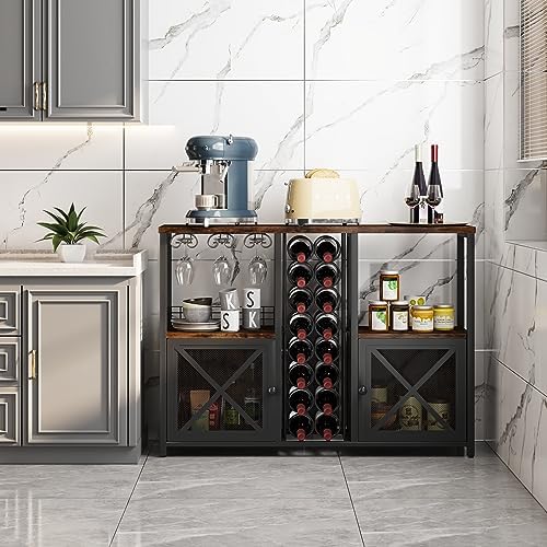 Homeiju Mini Bars Wooden Coffee Cabinet Modern