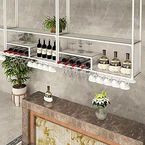 Hanging Wine Glass Rack - Industrial Style 2-Tier Wall Mounted Storage Shelf